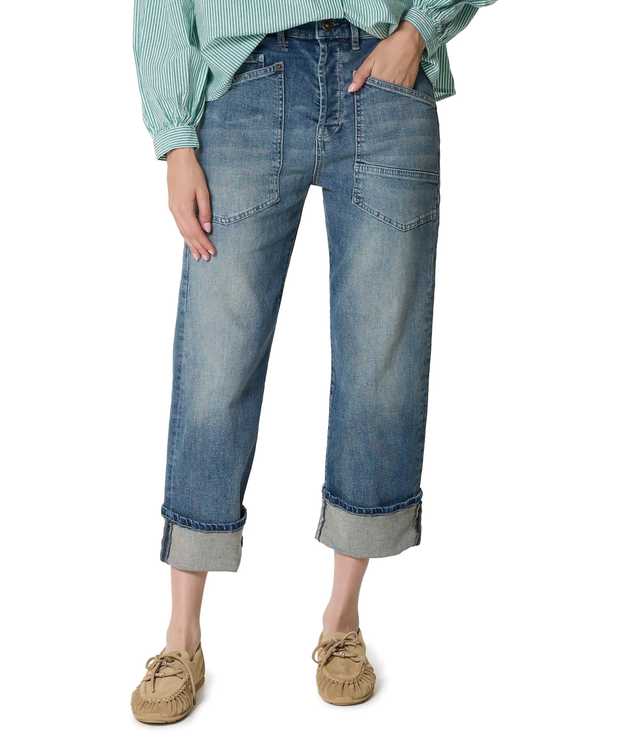 BAGGY dames jeans blauw