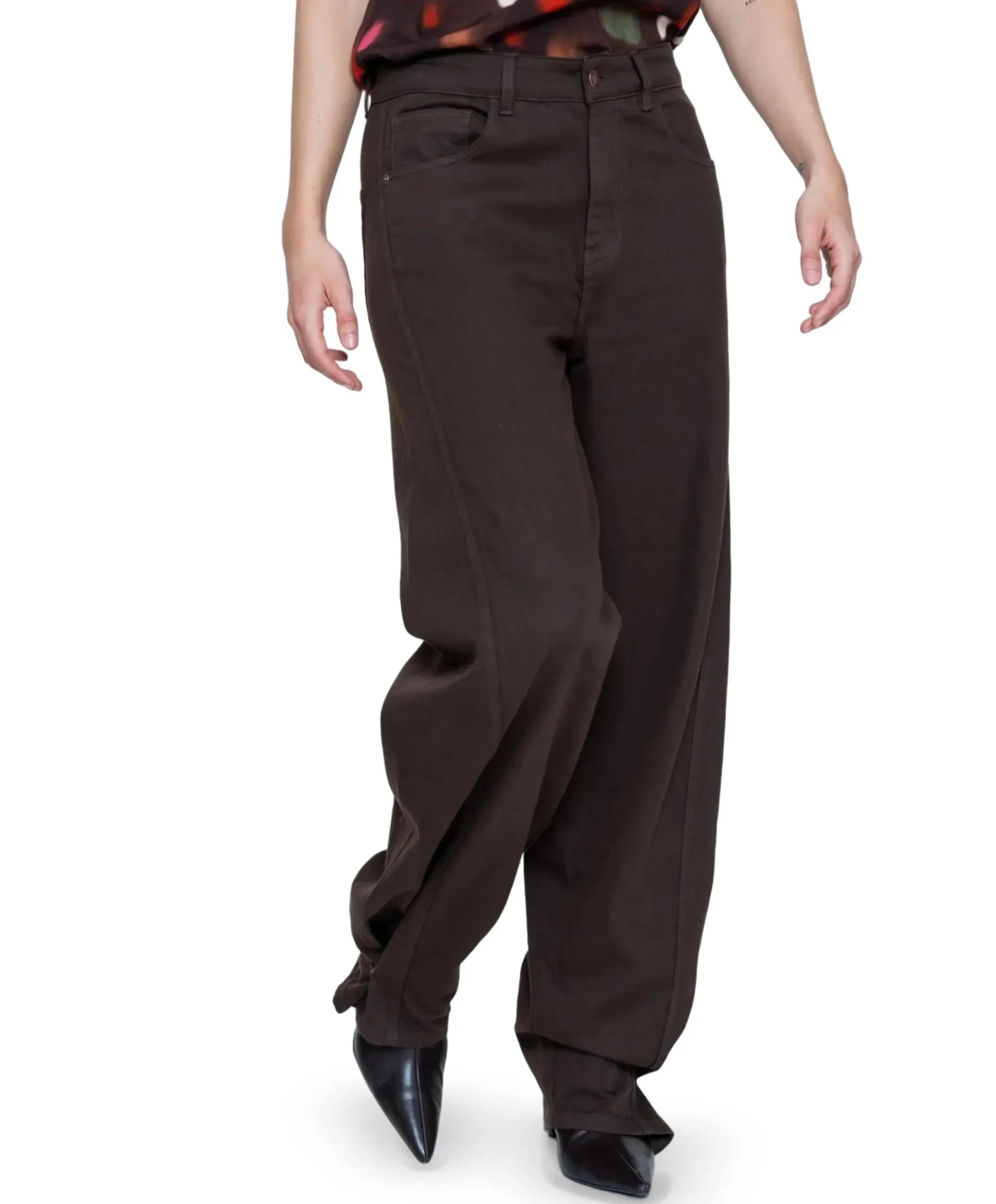 Balloon + snaps dames jeans bruin