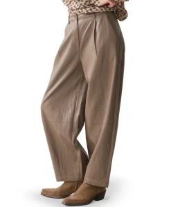 Balloon trouser Soft faux leather dames broek beige