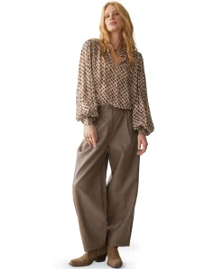 Balloon trouser Soft faux leather dames broek beige