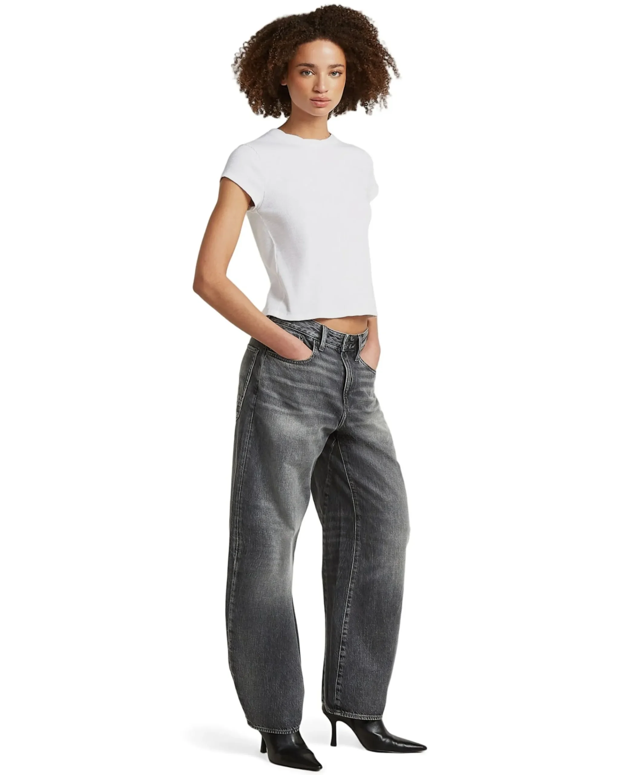 Barrel 3D Loose Wmn dames jeans grijs