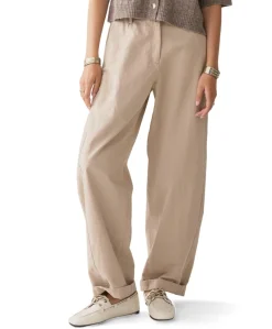 Barrel fit Cotton dames broek beige