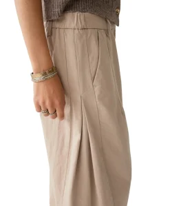 Barrel fit Cotton dames broek beige