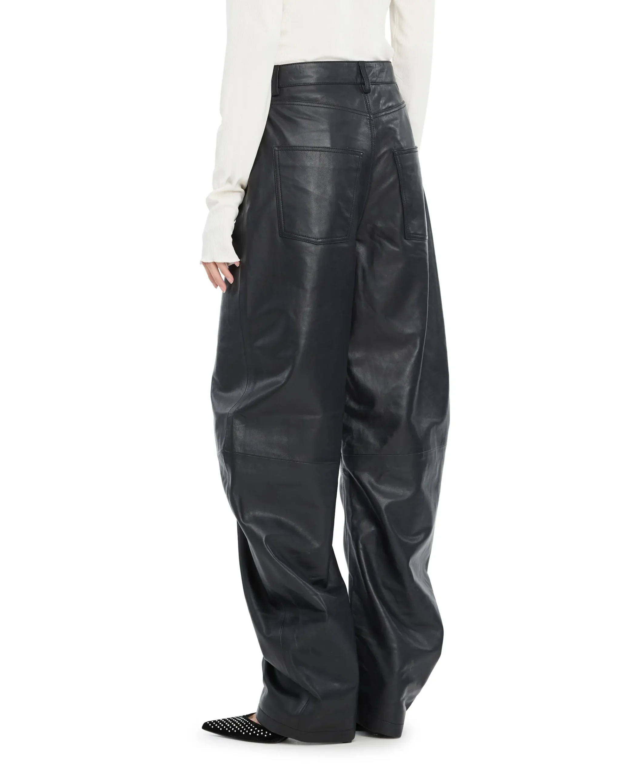 Barrel Leg Leather Pants dames broek zwart