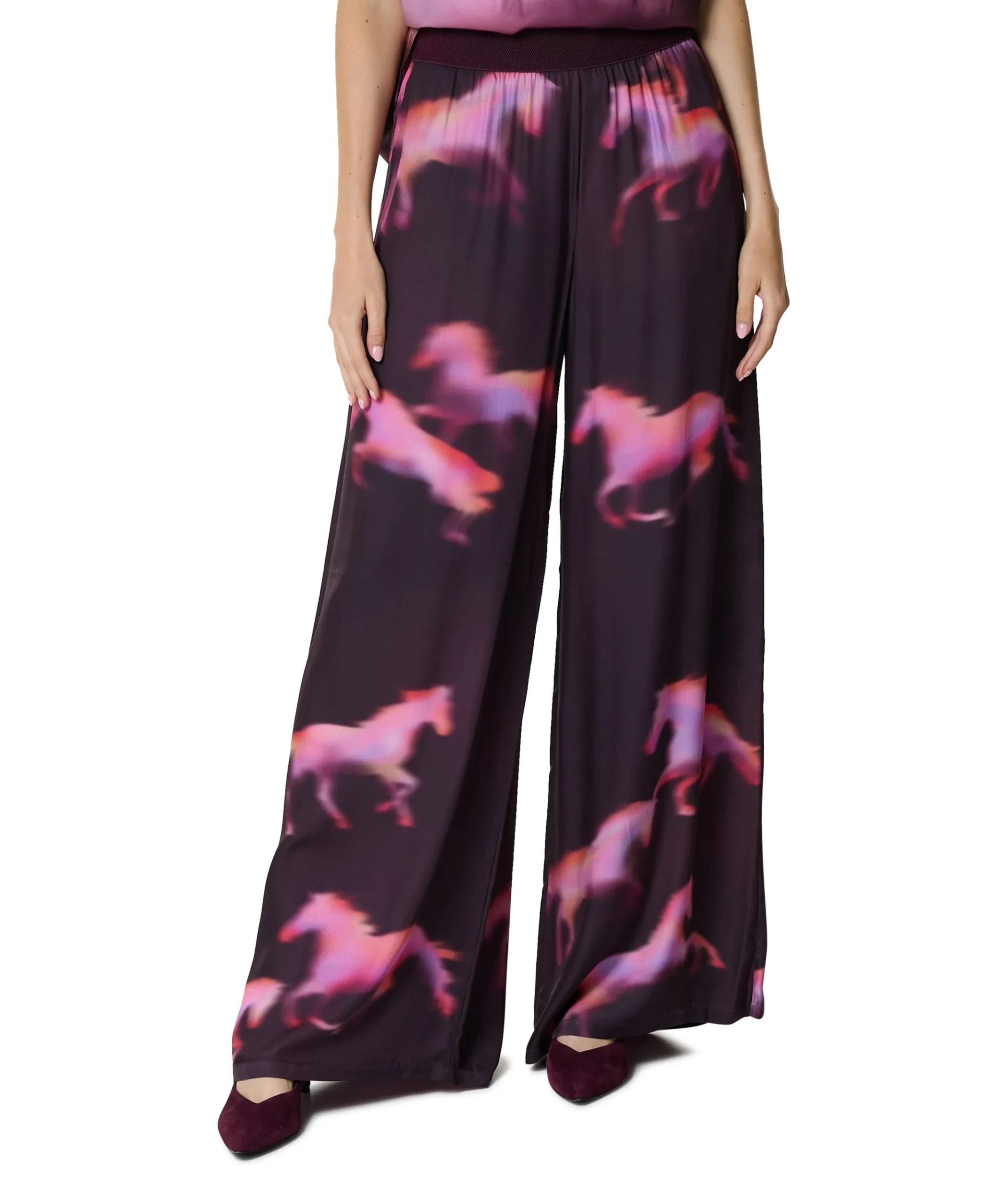 bedrukt-recht dames broek multicolor
