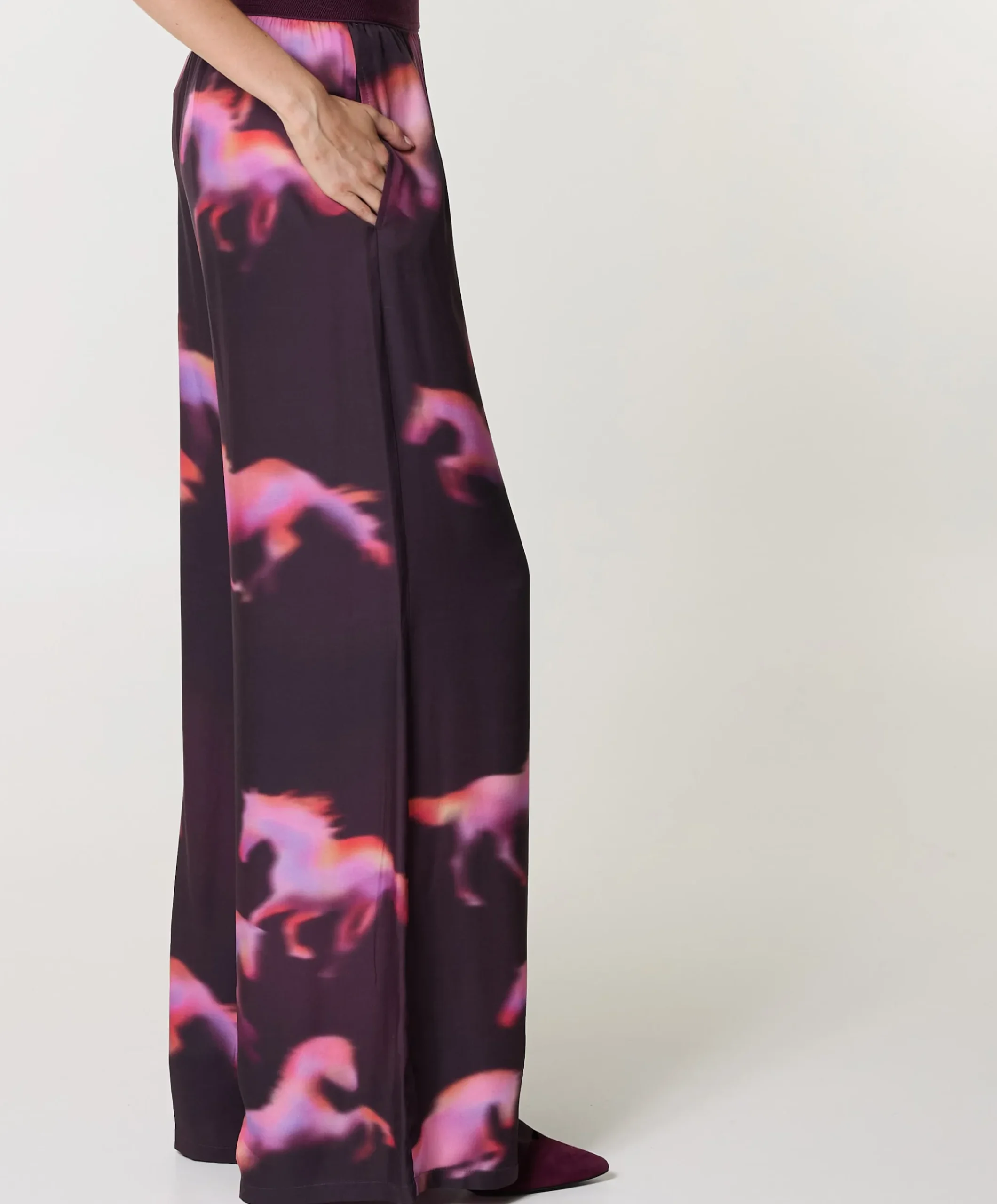 bedrukt-recht dames broek multicolor