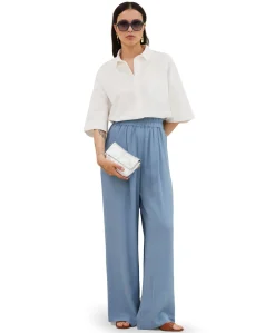 benji viscose pants dames broek blauw
