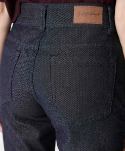 Bibette herringbone dames broek blauw