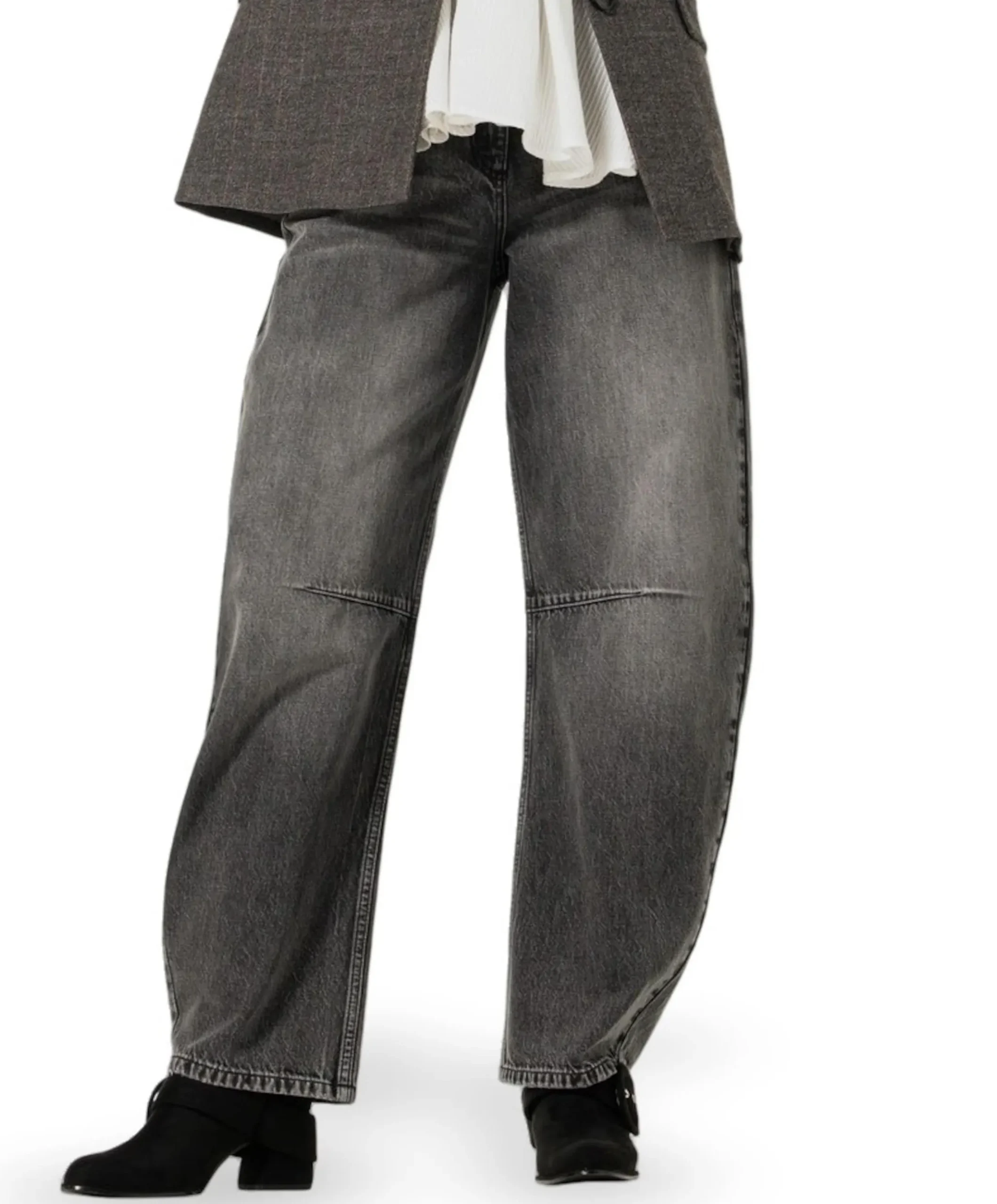 Broek-jeans-effen-baggy dames jeans grijs
