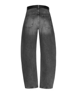 Broek-jeans-effen-baggy dames jeans grijs