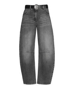 Broek-jeans-effen-baggy dames jeans grijs
