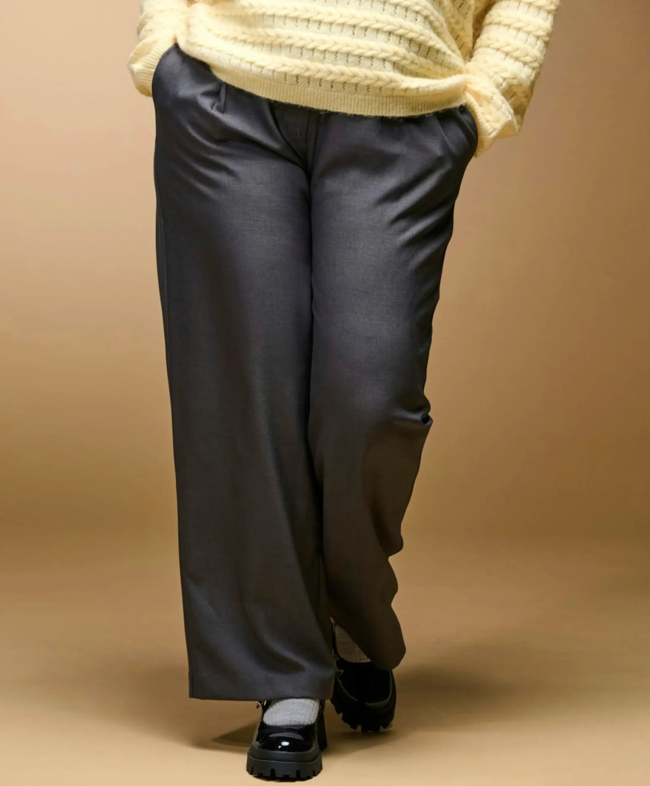 CARLINDA HW STR MEL TLR dames broek grijs
