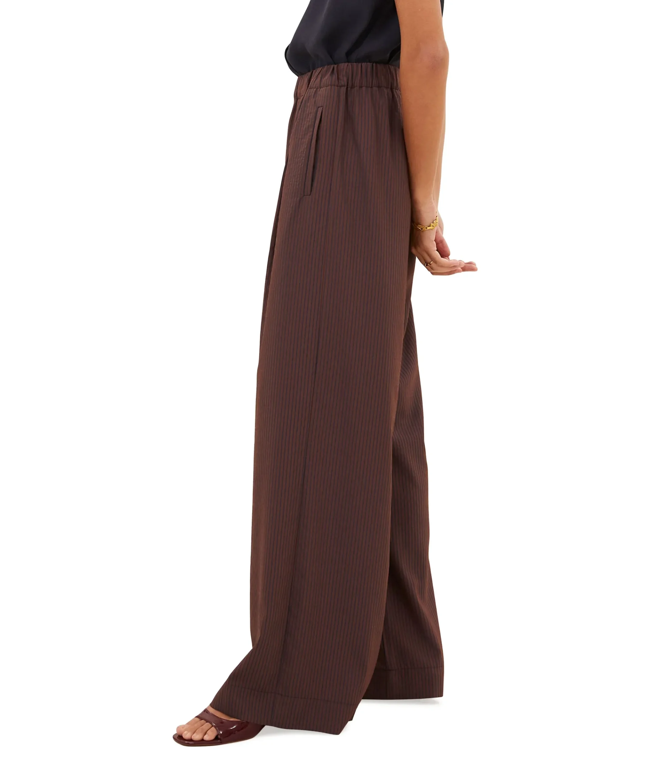 celin tan stripe dames broek bruin