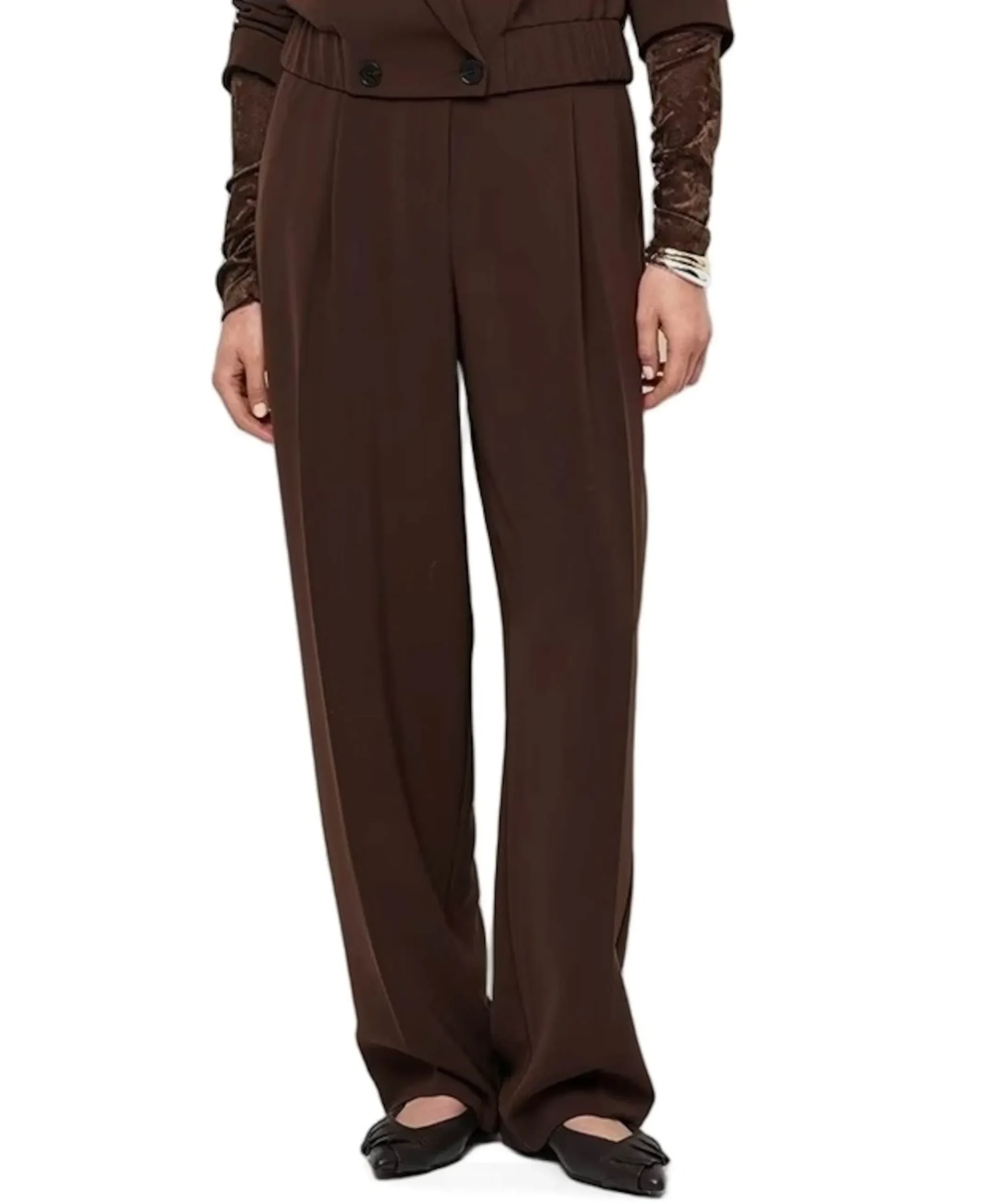Chad pleated dames broek bruin
