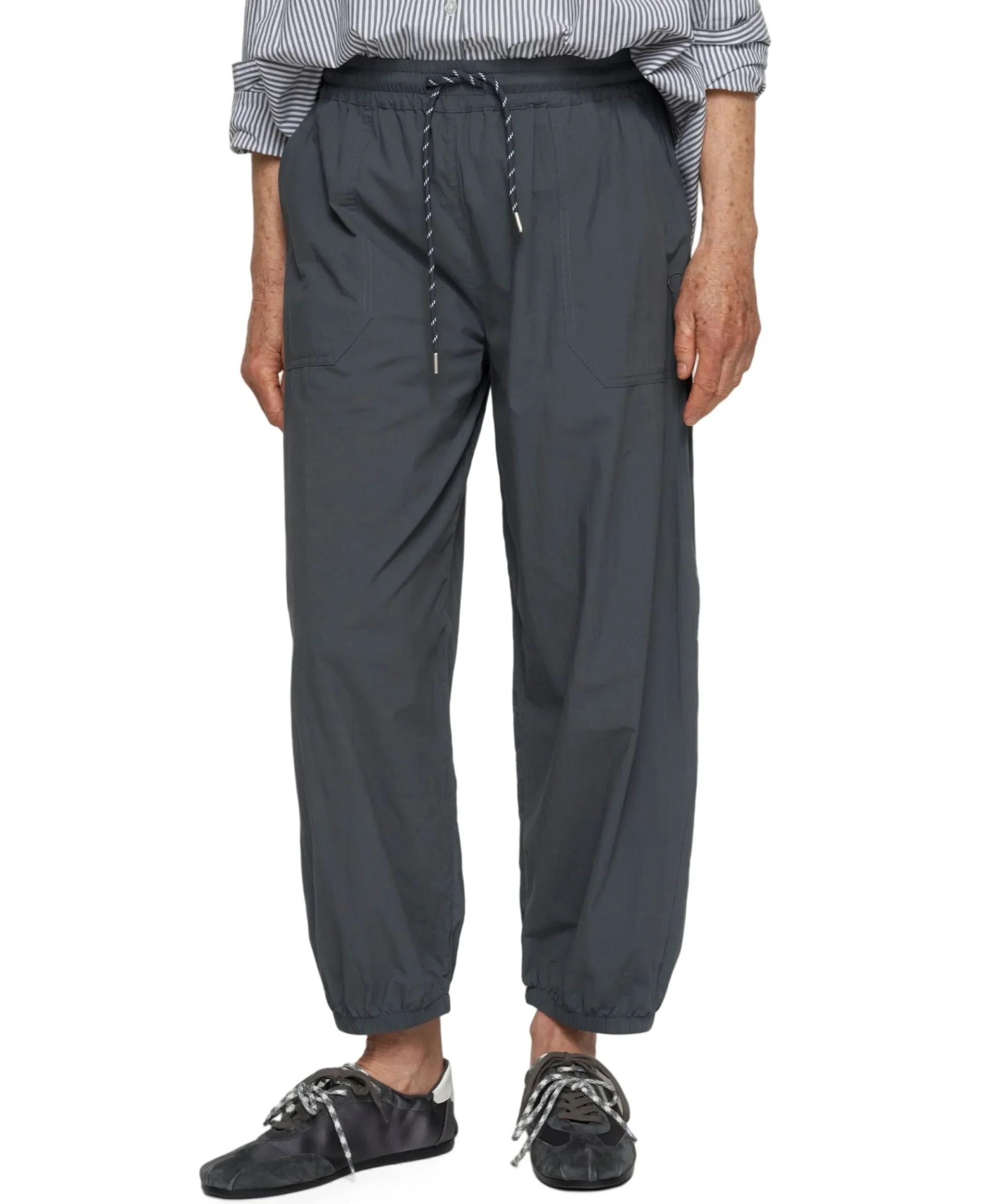 crinkle jogger dames broek grijs