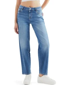 cropped balloon jeans dames jeans blauw