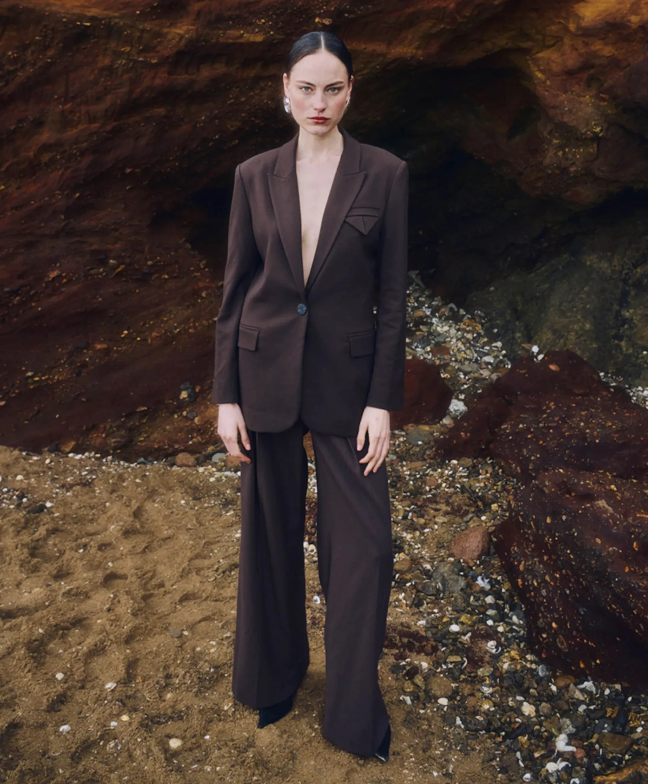 Dames blazer bruin
