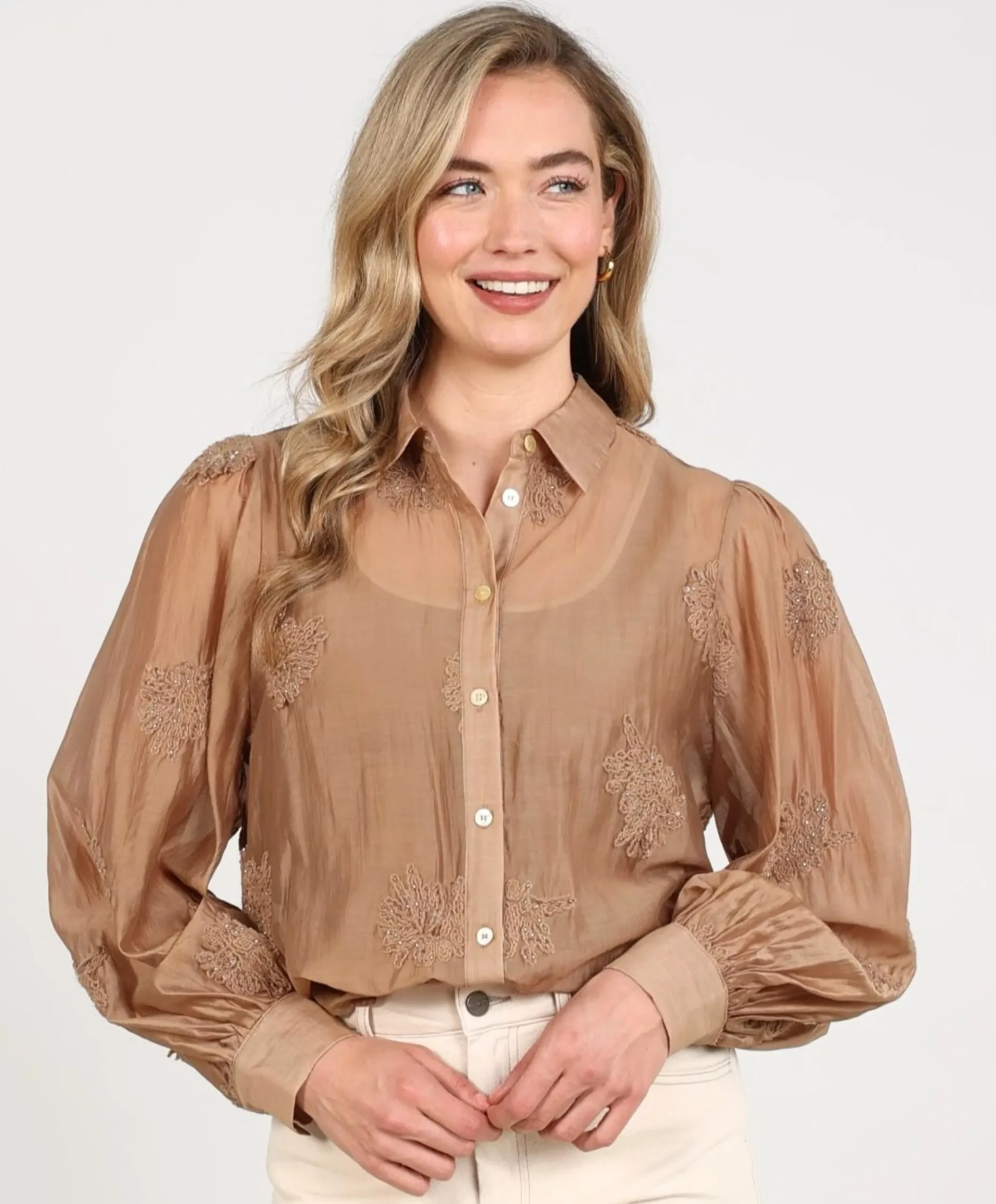 Dames blouse beige