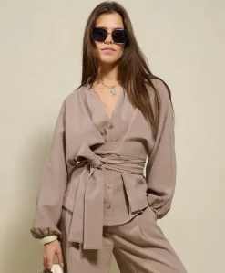 Dames blouse beige
