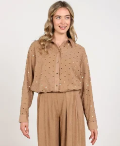 Dames blouse beige