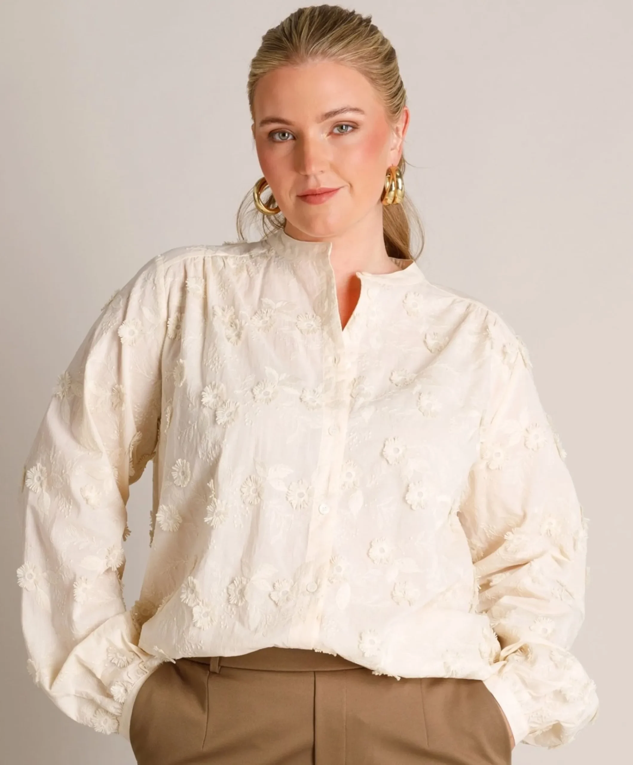 Dames blouse beige