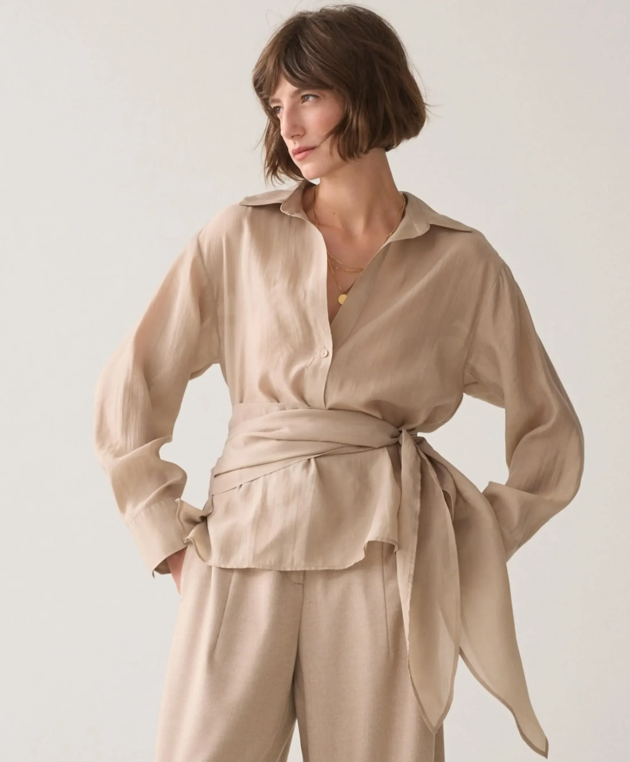 Dames blouse beige