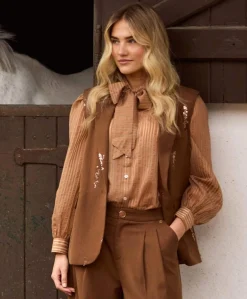 Dames blouse beige
