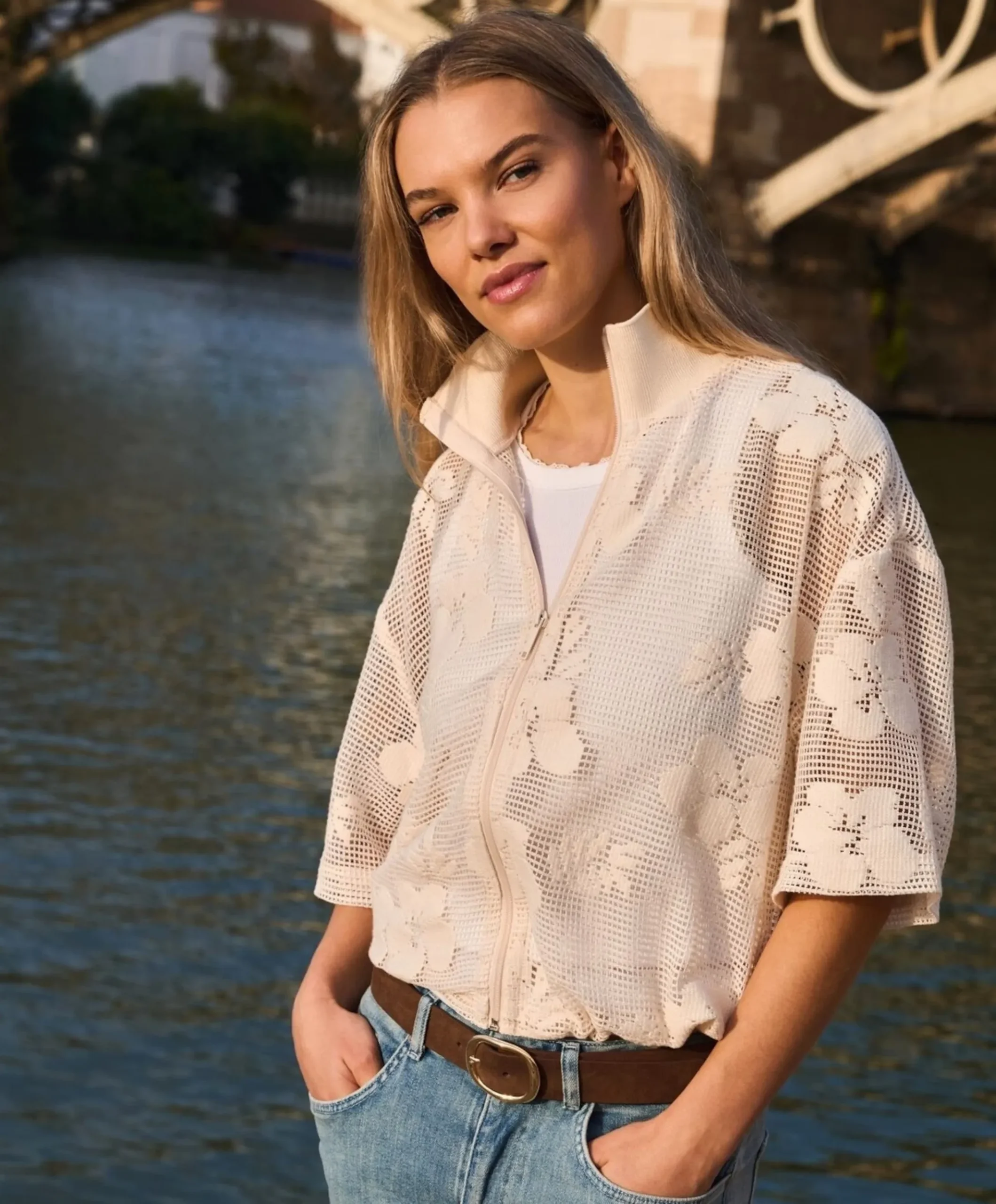 Dames blouse beige