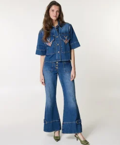 Dames blouse blauw