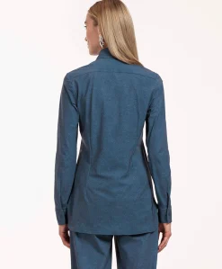 Dames blouse blauw