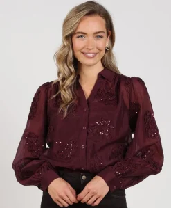 Dames blouse bordeaux