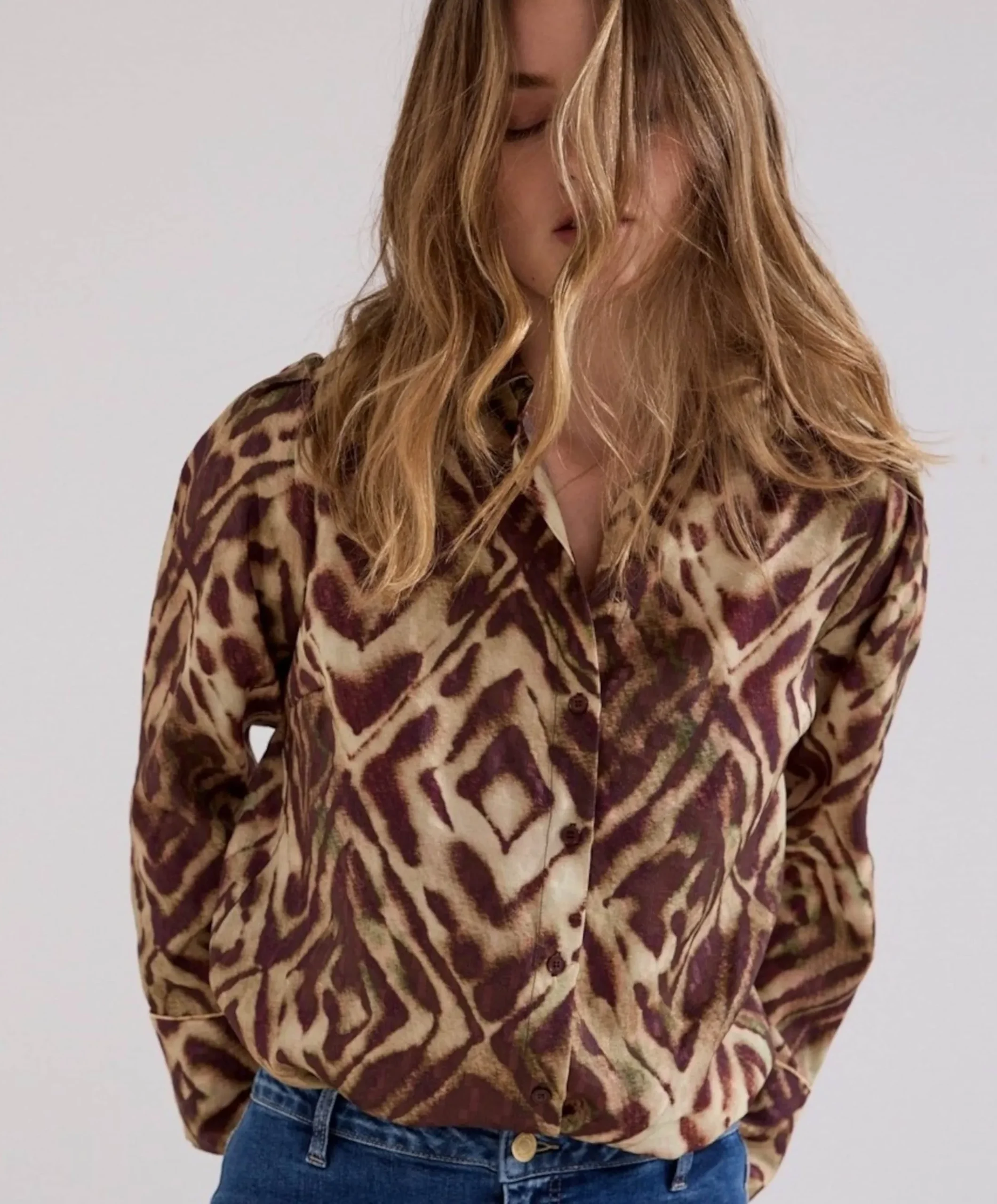 Dames blouse bruin