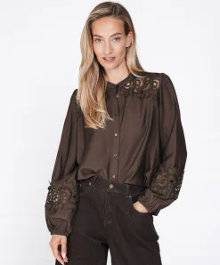 Dames blouse bruin