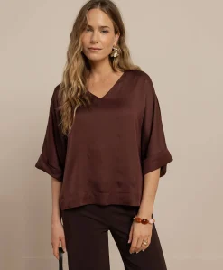 Dames blouse bruin