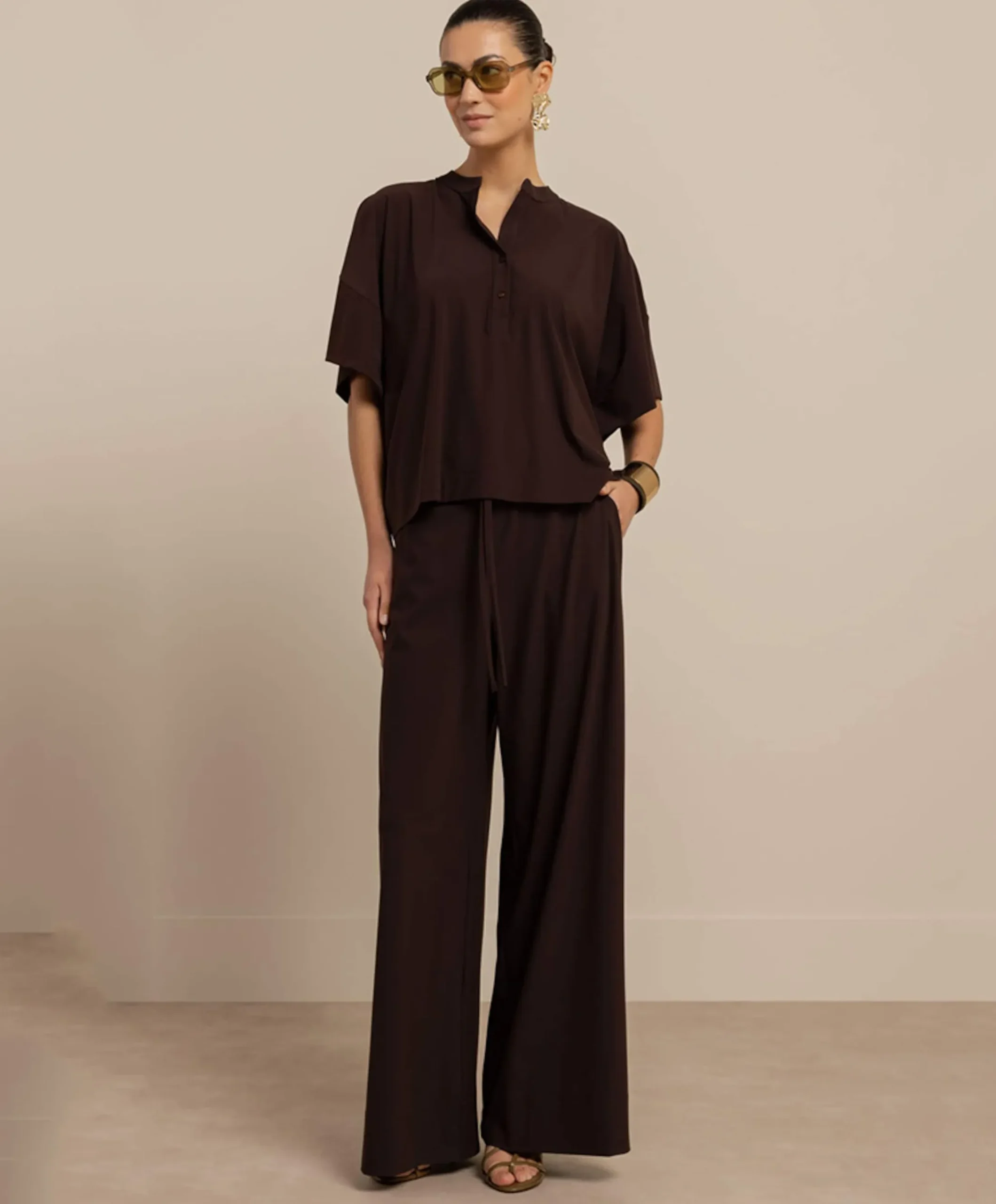 Dames blouse bruin