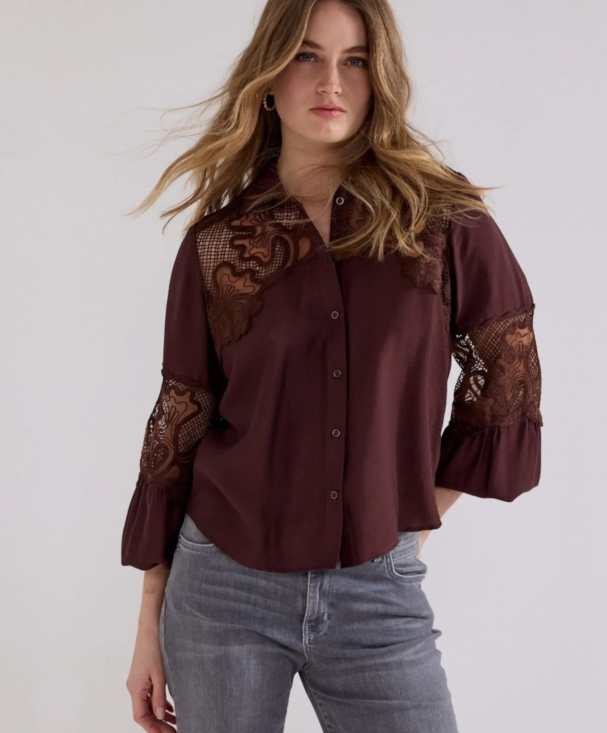Dames blouse bruin