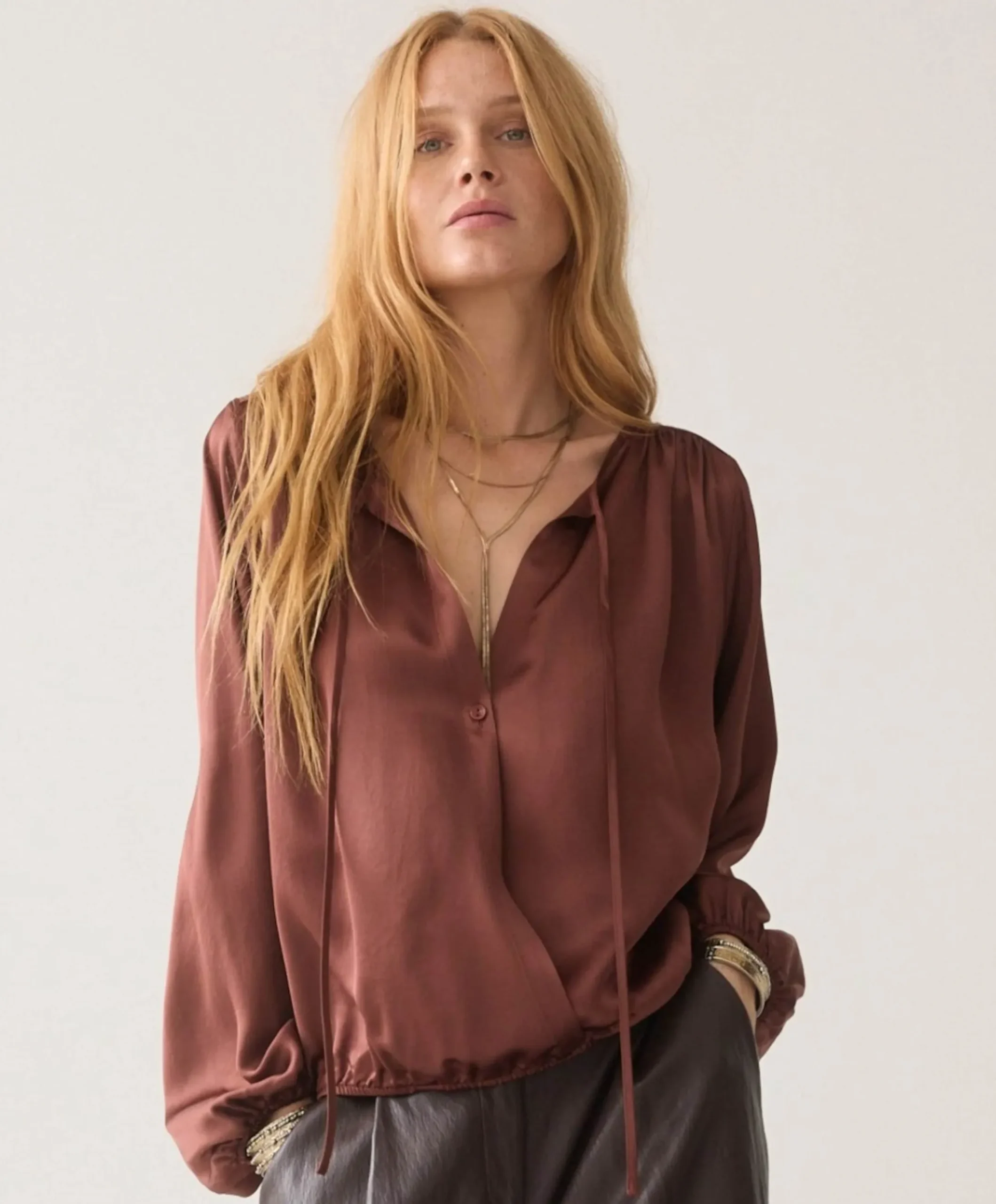Dames blouse bruin