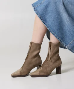 dames enkellaarzen beige