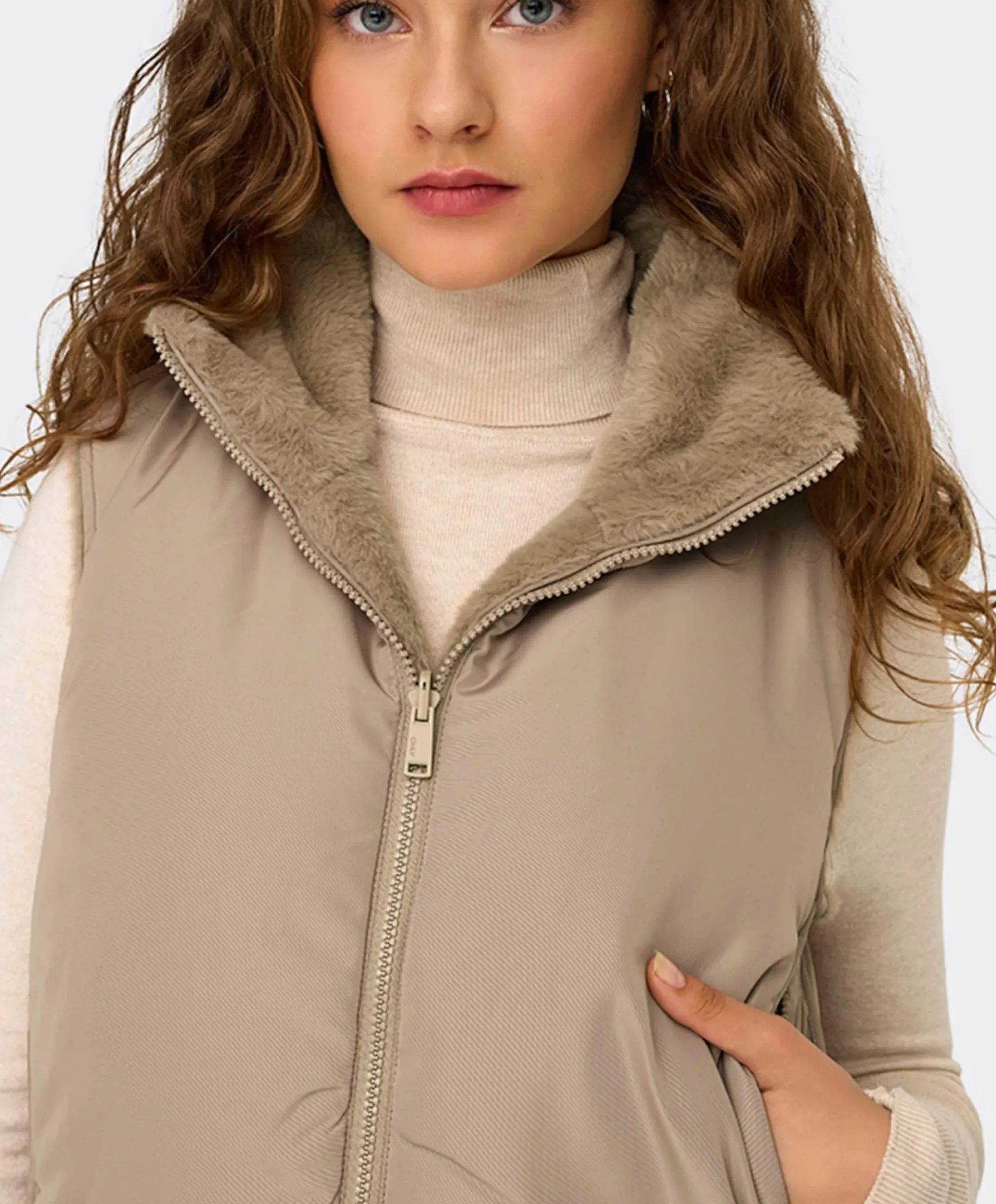 Dames gilet beige