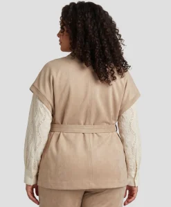 Dames gilet beige