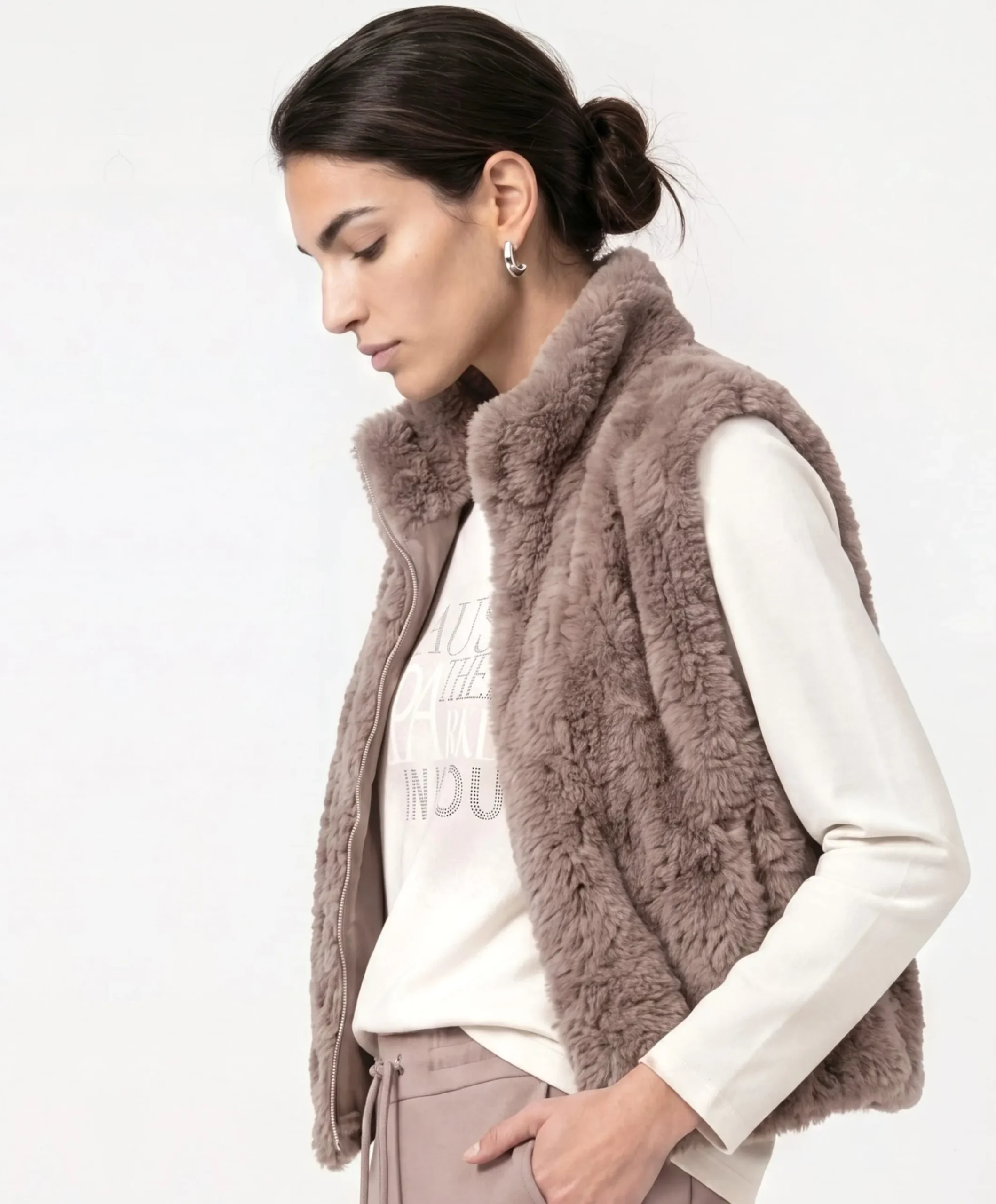 Dames gilet beige