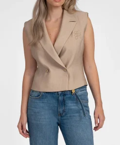 Dames gilet beige