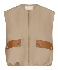 Dames gilet beige
