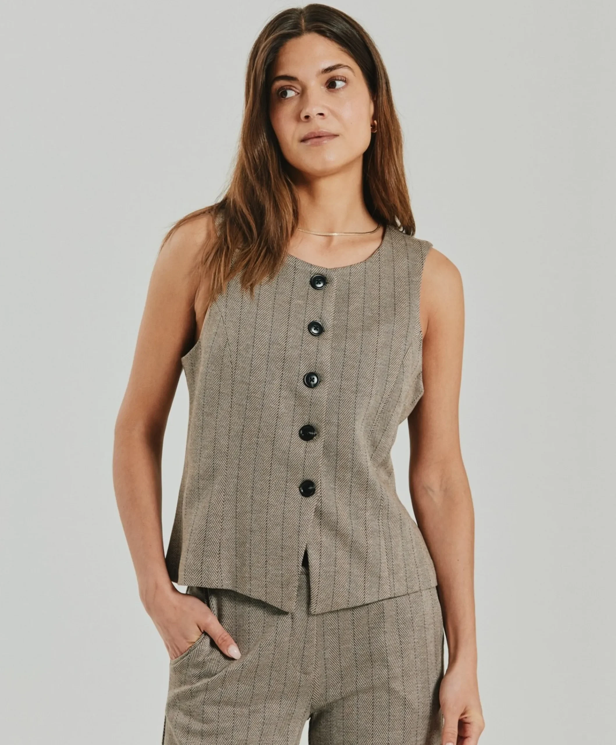 Dames gilet beige
