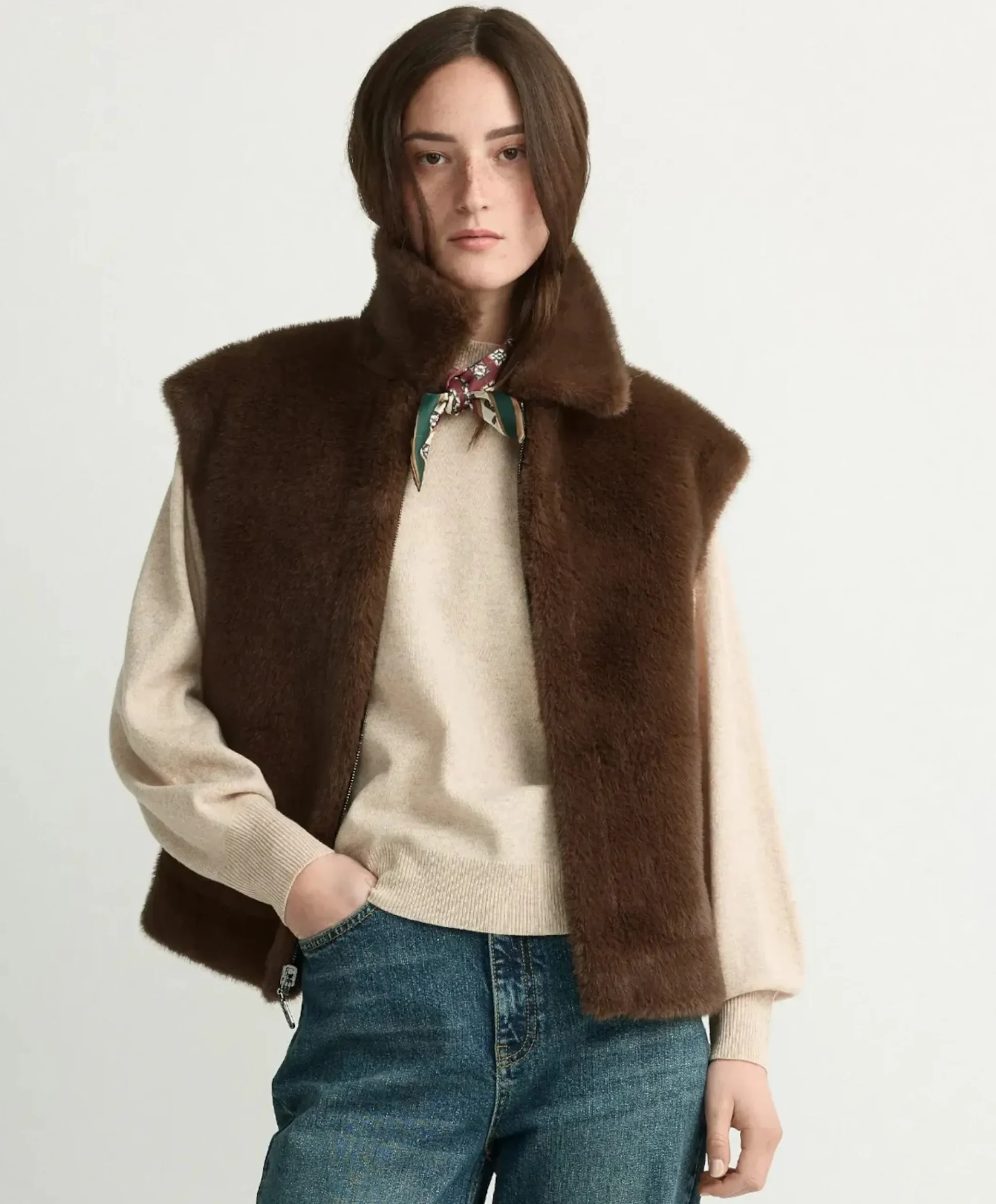 Dames gilet bruin