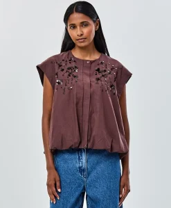 Dames gilet bruin