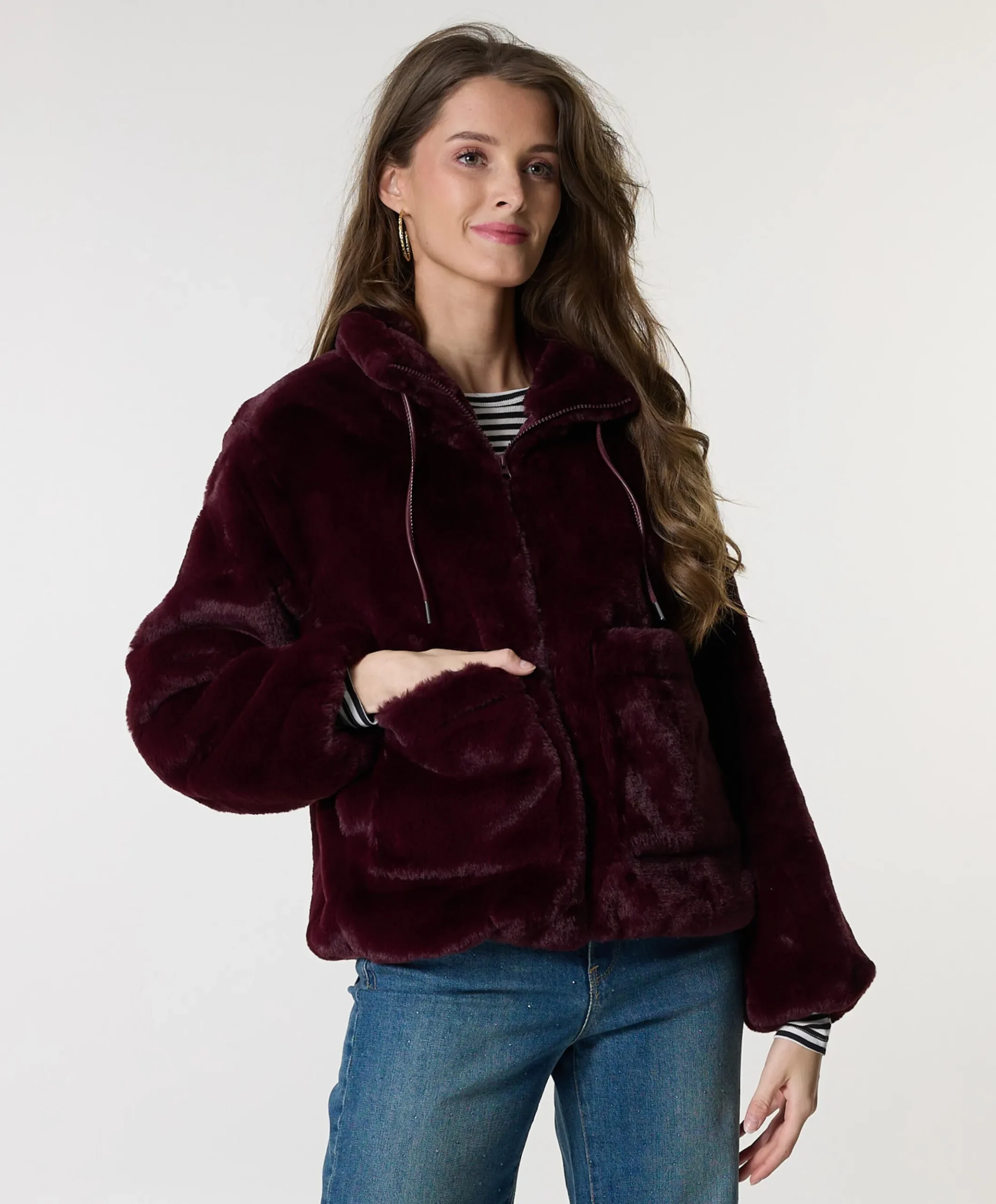 Dames jas bordeaux