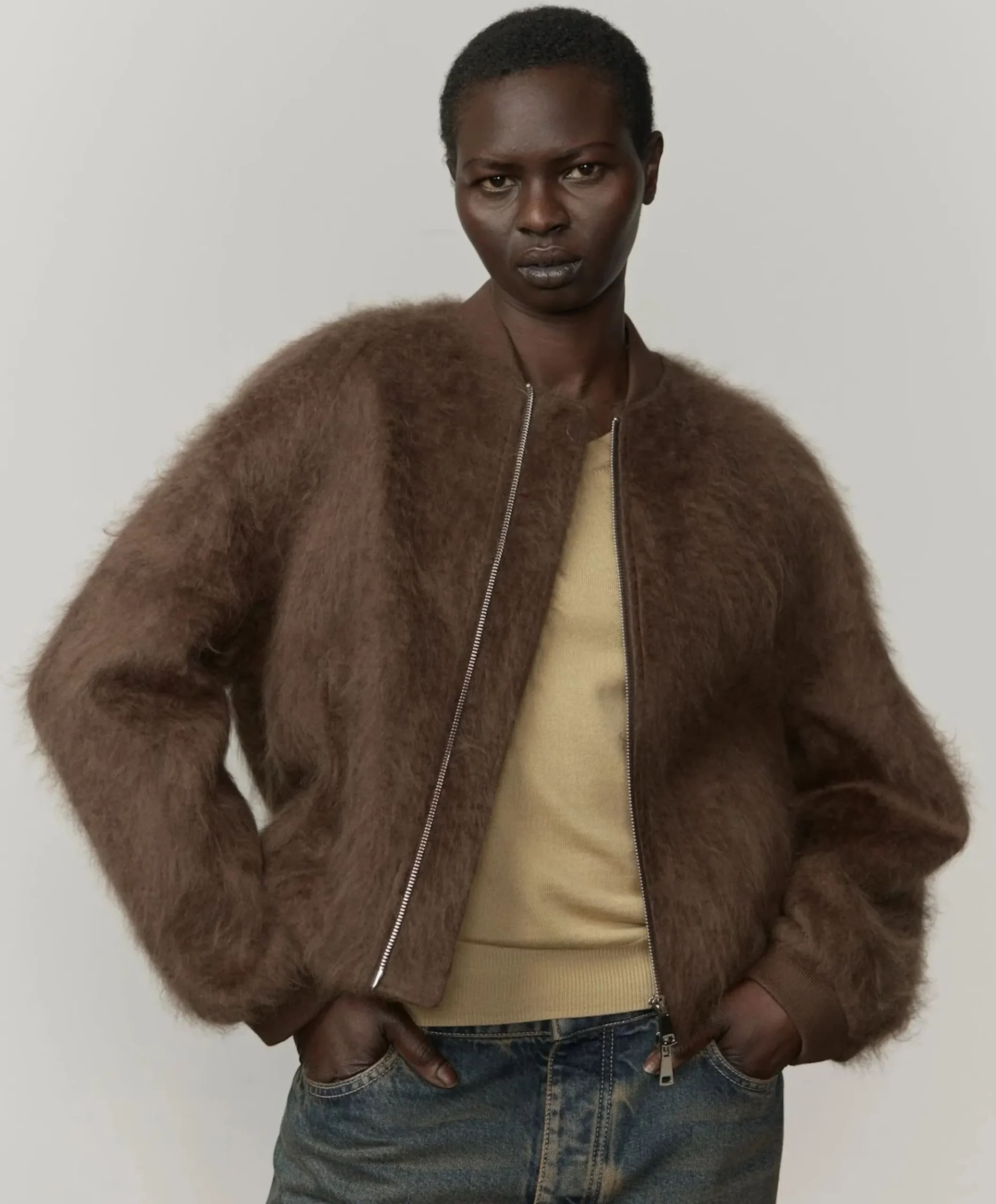Dames jas bruin
