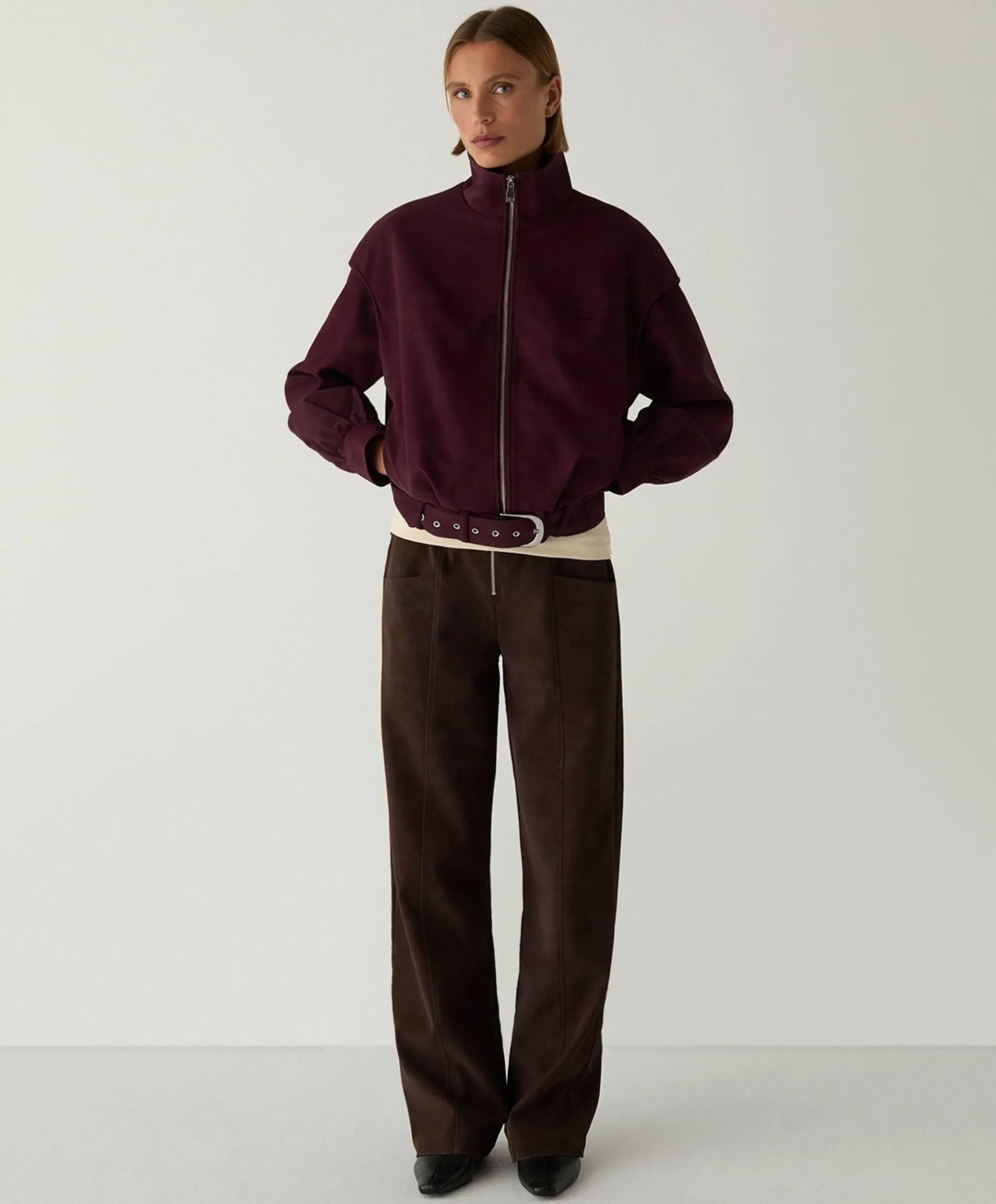 Dames leren jas bordeaux