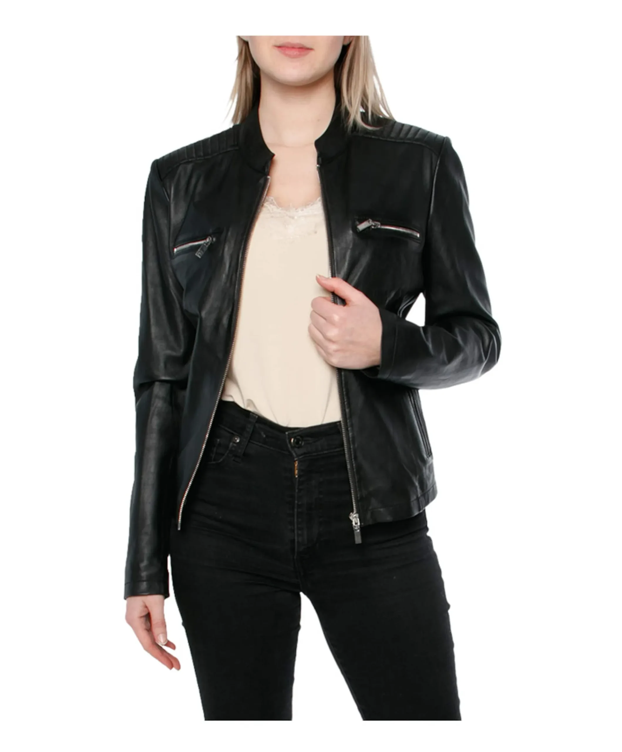 Dames leren jas zwart